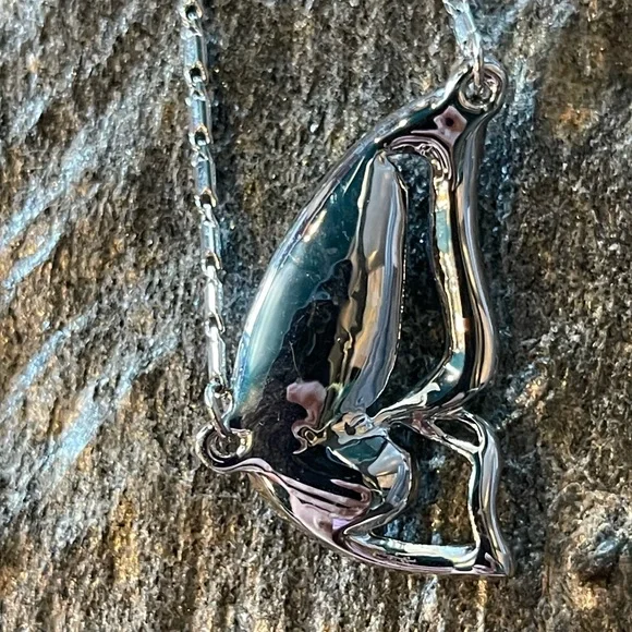 Blue & Silver Crystal Butterfly Wing Necklace - Picture 9 of 9